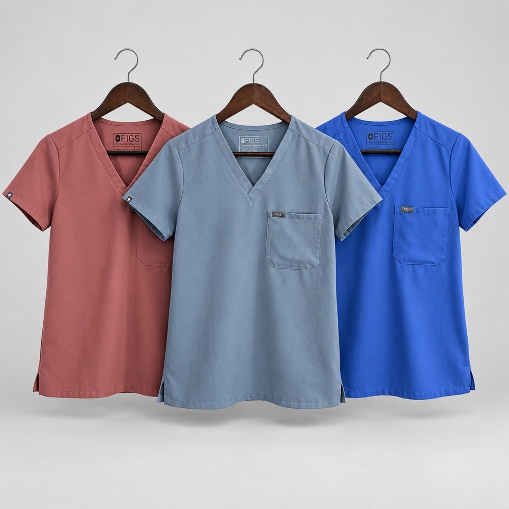 FIGS Womens FIONx Catarina One-Pocket Scrub Tops Technical (Lot of 3 ) 2 XXL 1XL